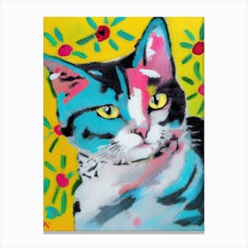 Yellow FLower Cat Canvas Print