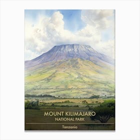 Mount Kilimajaro National Park Tanzania Watercolour 3 Canvas Print