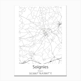 Soignies,Belgium Minimalist Map Canvas Print