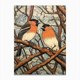 Art Nouveau Birds Poster Cedar Waxwing 3 Canvas Print