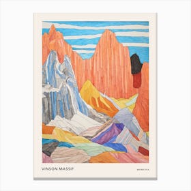 Vinson Massif Antarctica 2 Colourful Mountain Illustration Poster Canvas Print