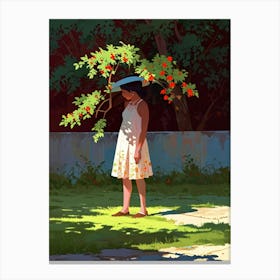 Girl With A Tree Canvas Print