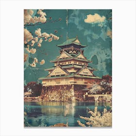 Osaka Castle Vintage Japan Mid Century Modern 2 Canvas Print