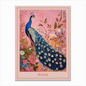 Floral Animal Painting Peacock 4 Poster Canvas Print