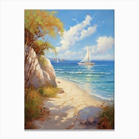 Sailboat On The Beach Canvas Print