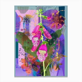 Foxglove 4 Neon Flower Collage Canvas Print