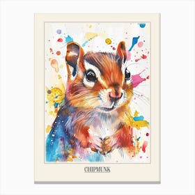 Chipmunk Colourful Watercolour 1 Poster Canvas Print