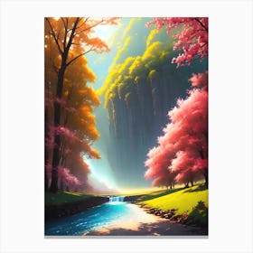 Waterfall In A Forest Canvas Print