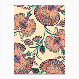 Eastern Painted Floral Pattern Canvas Print