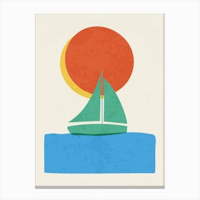 Minimalist Sailboat and Sunset Illustration Canvas Print