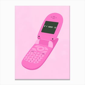 Pink Flip Phone  Canvas Print