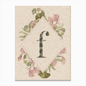 Floral Monogram F Canvas Print