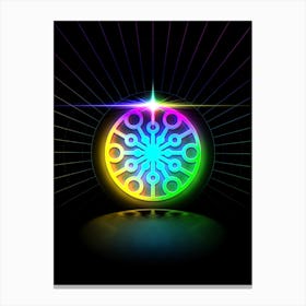 Neon Geometric Glyph in Candy Blue and Pink with Rainbow Sparkle on Black n.0137 Canvas Print