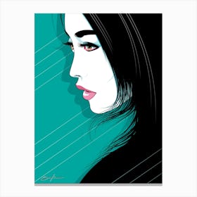 Teal Girl - Retro 80s Style Canvas Print