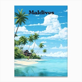 Maldives Island Vacation Modern Travel Illustration Canvas Print