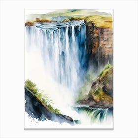 Langisjór Waterfall, Iceland Water Colour  (2) Canvas Print