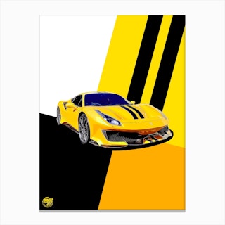 Ferrari 488 Pista Supercar Yellow Canvas Print