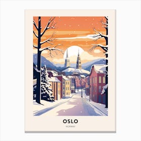 Vintage Winter Travel Poster Oslo Norway 1 Canvas Print
