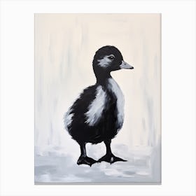 Grey Gouache Portrait Of A Duckling 2 Canvas Print