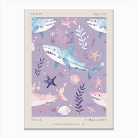 Purple Largetooth Cookiecutter Shark Illustration 2 Poster Canvas Print