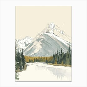 Mount Robson Canada Color Line Drawing (7) Canvas Print