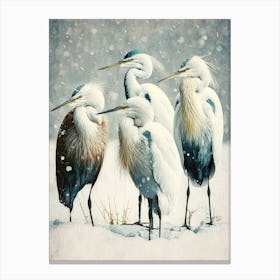 Egrets In Winter Canvas Print