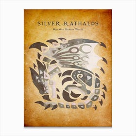 Silver Rathalos Vintage Canvas Print