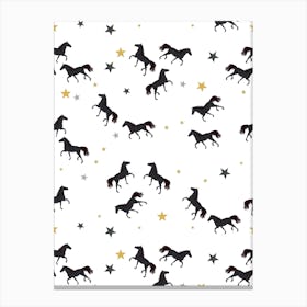 Black Horses Pattern Canvas Print