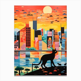 Singapore Skyline With A Cat 1 Canvas Print