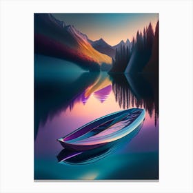 Kayak On Lake, Water, Waterscape Holographic 1 Canvas Print