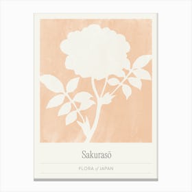 Minimal Japandi Watercolor, Japan Flower Market, Floral Silhouette in Cream 1 Canvas Print