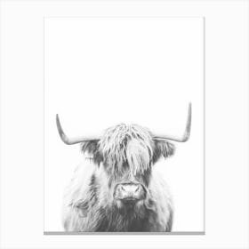 Highland Cow Black And White Canvas Print