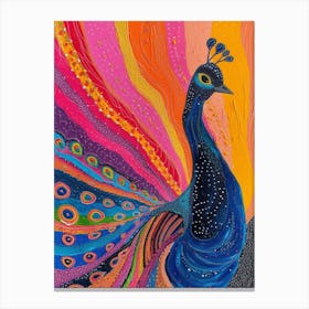 Textured Geometric Peacock 1 Canvas Print