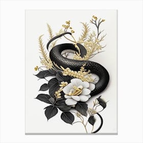 Black Rat Snake Gold And Black Canvas Print