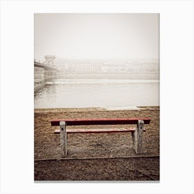 The Red Bench By The Danube In Budapest Canvas Print