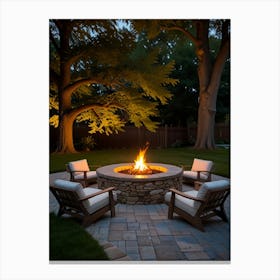 Fire Pit At Night Canvas Print