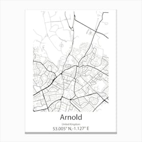 Arnold,United Kingdom Minimalist Map Canvas Print