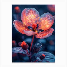 Pink Flower With Flames Canvas Print