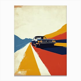 Classic Vintage Car On The Road, Minimalism Canvas Print