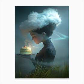 Girl With A Cake Canvas Print