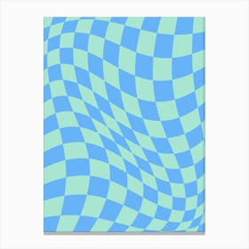 Warped Checker Blue Bright Canvas Print