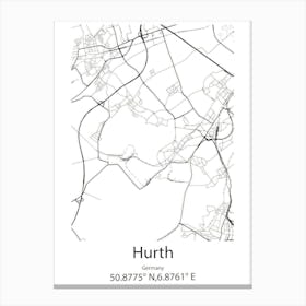 Hurth,Germany Minimalist Map Canvas Print