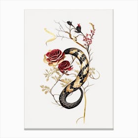 Scarlet Snake Gold And Black Canvas Print
