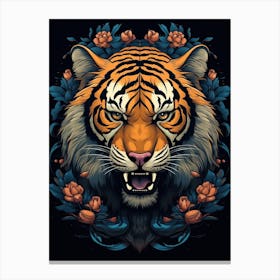 Tiger Art In Art Nouveau Style 1 Canvas Print