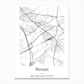 Persan,France Minimalist Map Toile