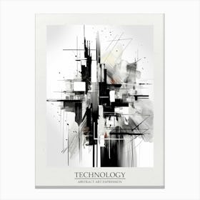 Technology Abstract Black And White 2 Poster Canvas Print