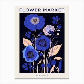 Blue Flower Market Poster Scabiosa 4 Canvas Print