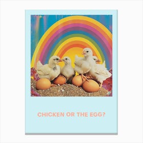 Chicken Or The Egg Retro Rainbow Poster 2 Canvas Print