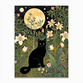 William Morris Black Cat In The Moonlight 20 Canvas Print