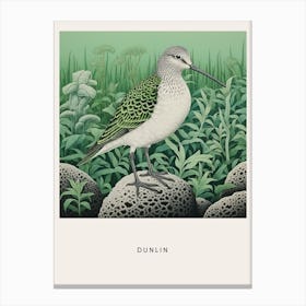 Ohara Koson Inspired Bird Painting Dunlin 1 Poster Canvas Print